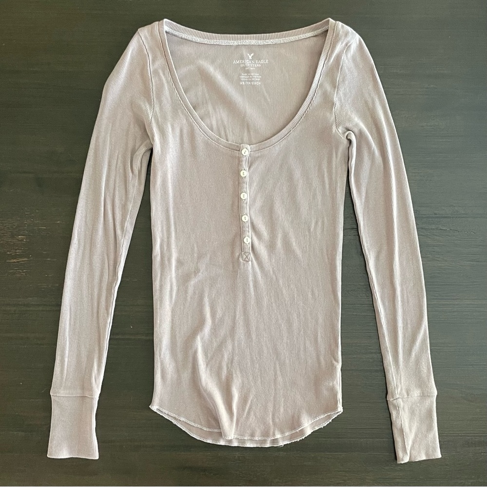 American Eagle Long Sleeve Tee with Buttons